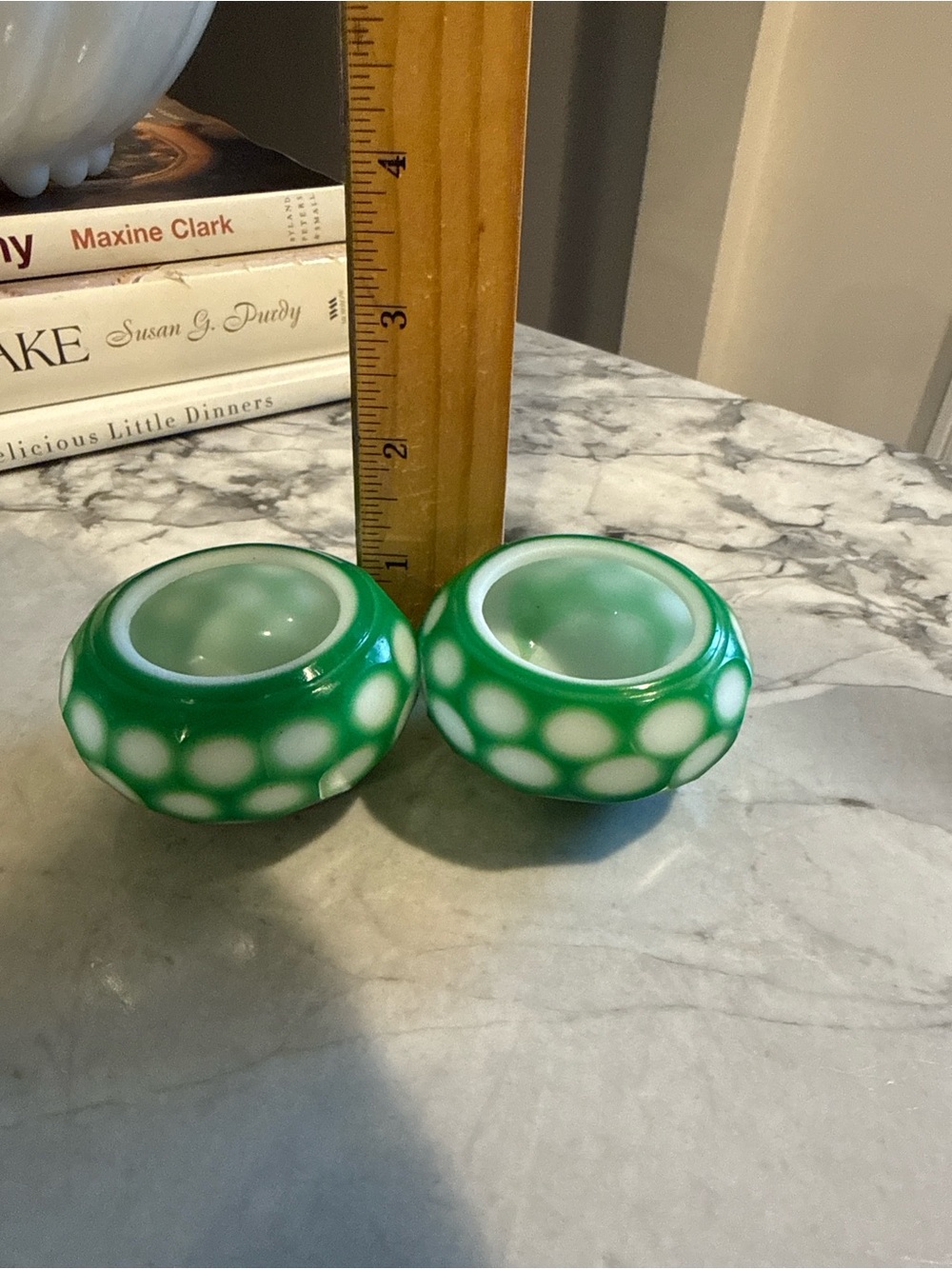 Vintage Hand Blown Opaolescent Art Glass Set of 2